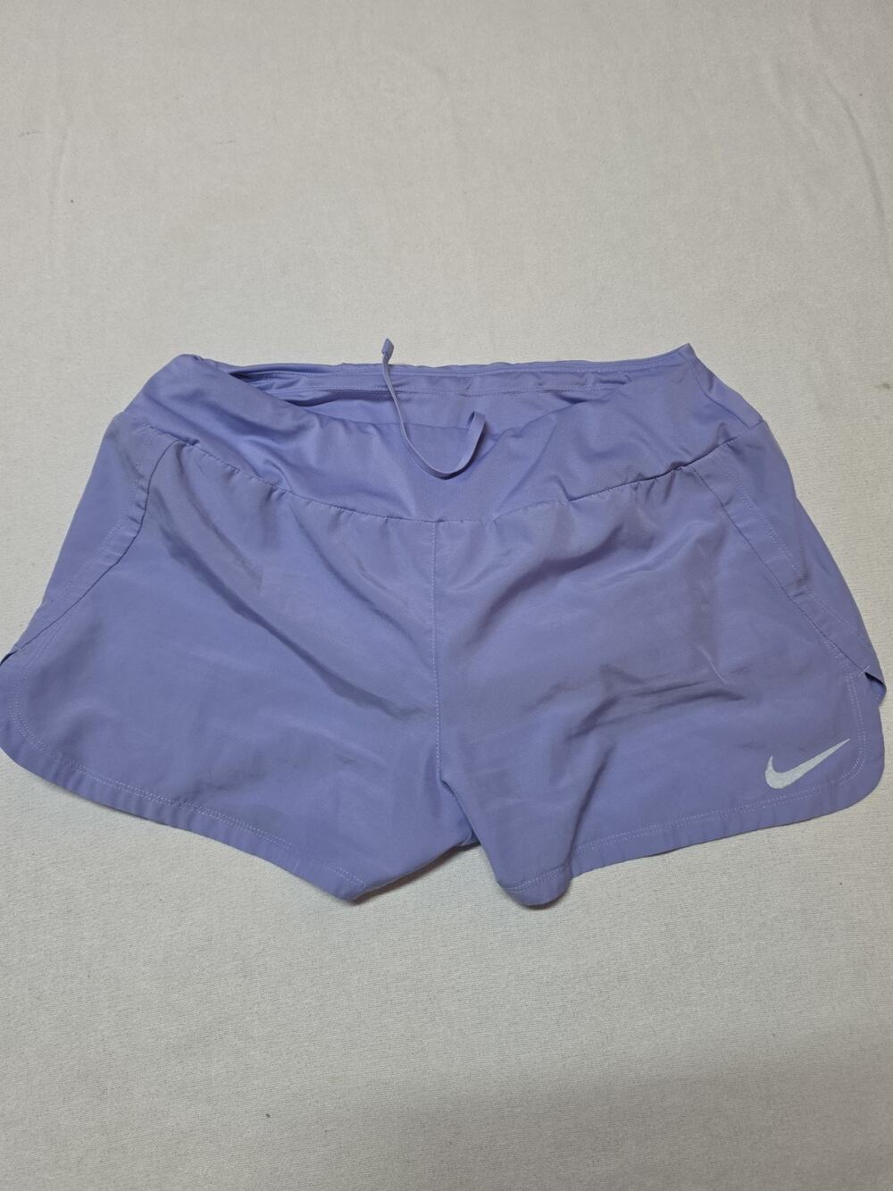Nike Dri-FIT Womens Medium Lavender Purple Running Shorts Drawstring Athletic